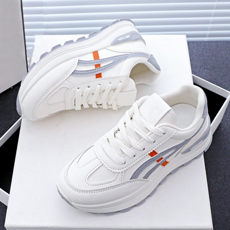 STOCK-Sports Shoes for Women 2026 Leather Thick-Soled Running