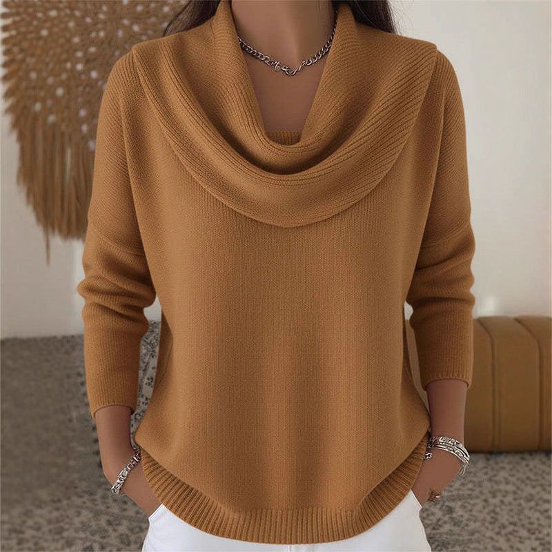 Women’s Pure Color Long-Sleeve Knit Top