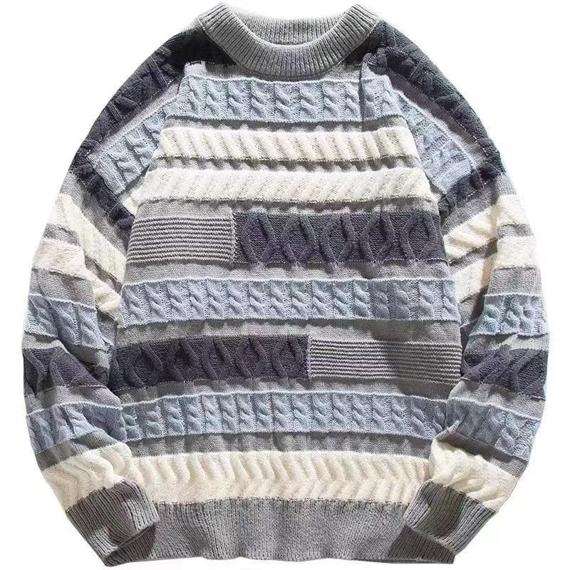 Unisex Japanese Style Color Stripe Warm Sweater