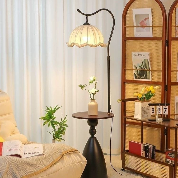 Mid-Ancient Crescent Floor Lamp Adjustable Orange Light