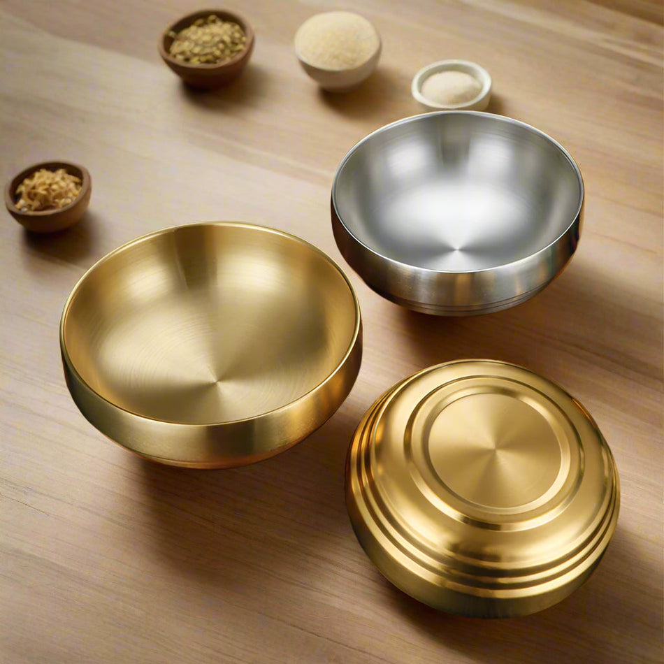 Korean-Style Golden Stainless Steel Noodle Bowl