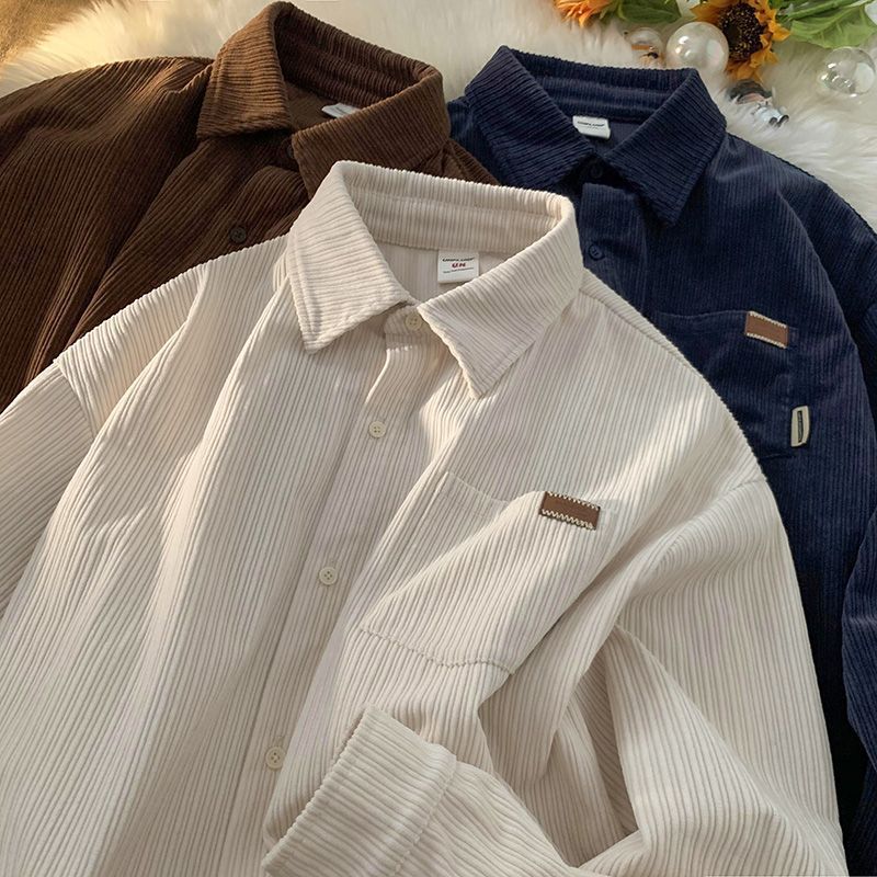 Japanese Corduroy Shirt – Street Casual Long Sleeve Top