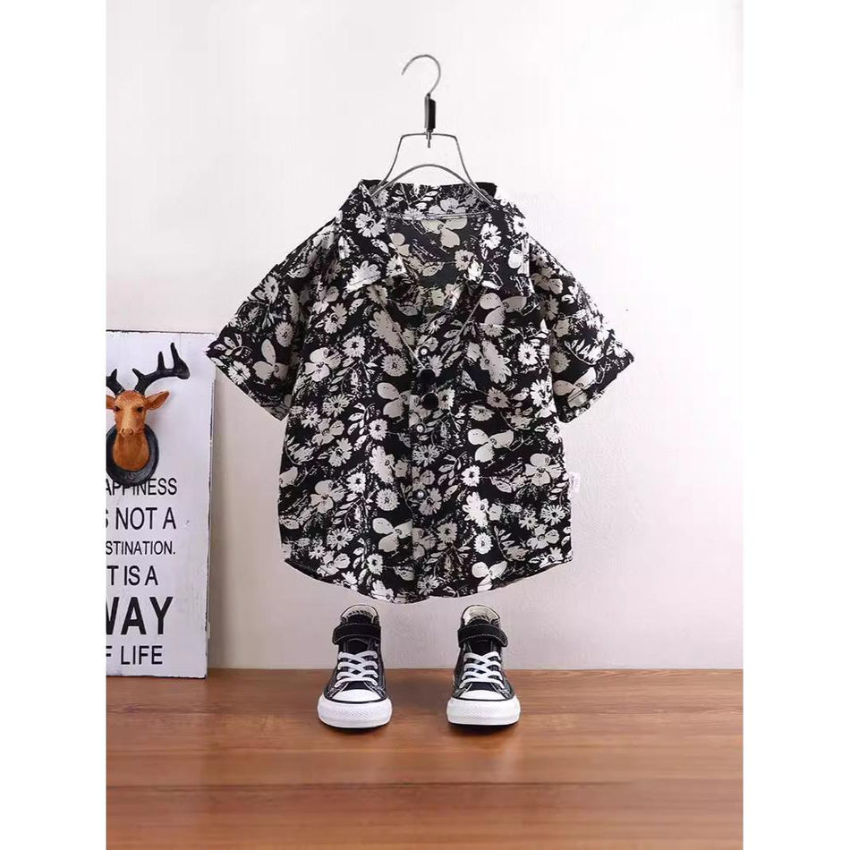 Boys Summer Short Sleeve Casual Shirt Hong Kong Style