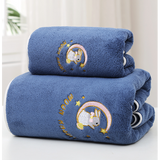 INSTOCK- Coral velvet thickened high-end bath towel embroidered (