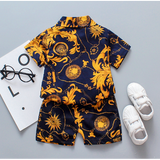 INSTOCK-children's clothing boys short-sleeved shirt floral set