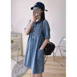 INSTOCK-Retro petite denim dress Polo lapel buttoned dress