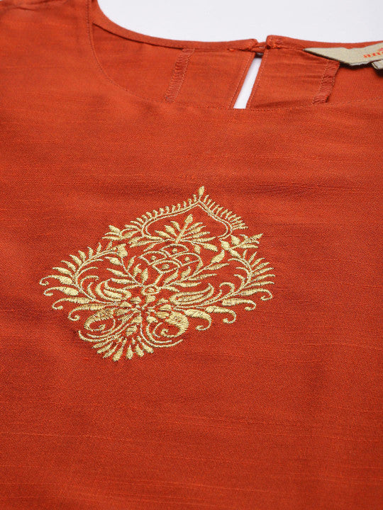 Anouk Women Ethnic Motifs Embroidered Regular Kurta with Trousers & With Dupatta