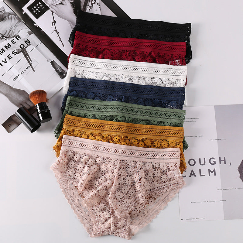 PACK OF 7-Women’s Lace Briefs Lightweight Elastic Skin-Friendly