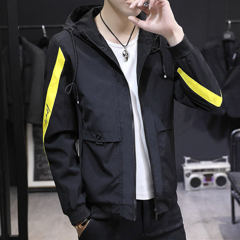 2020 spring men hooded jacket new Korean style slim casual