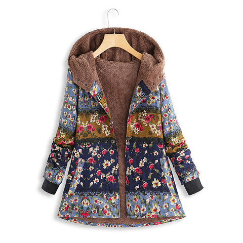 New Cotton and Linen Printed Cotton-Padded Jacket